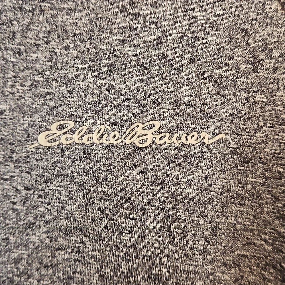 Eddie Bauer Gray/Navy Quarter-Zip Pullover - Picture 3 of 4